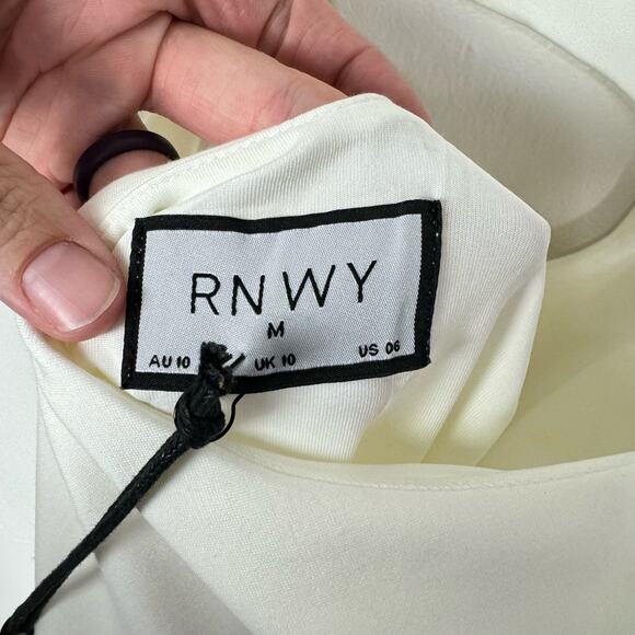 Runaway the Label | NWT Lyla Ivory White Side Slit Keyhole Body-con Midi Dress - Picture 15 of 16